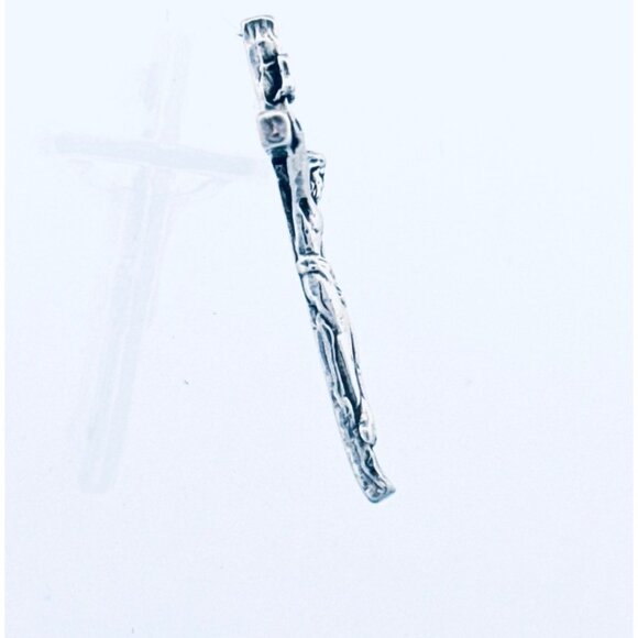 Sterling Silver 925 Textured Crucifix Pendant Oxidized Hammered Finish Religious - Picture 3 of 11